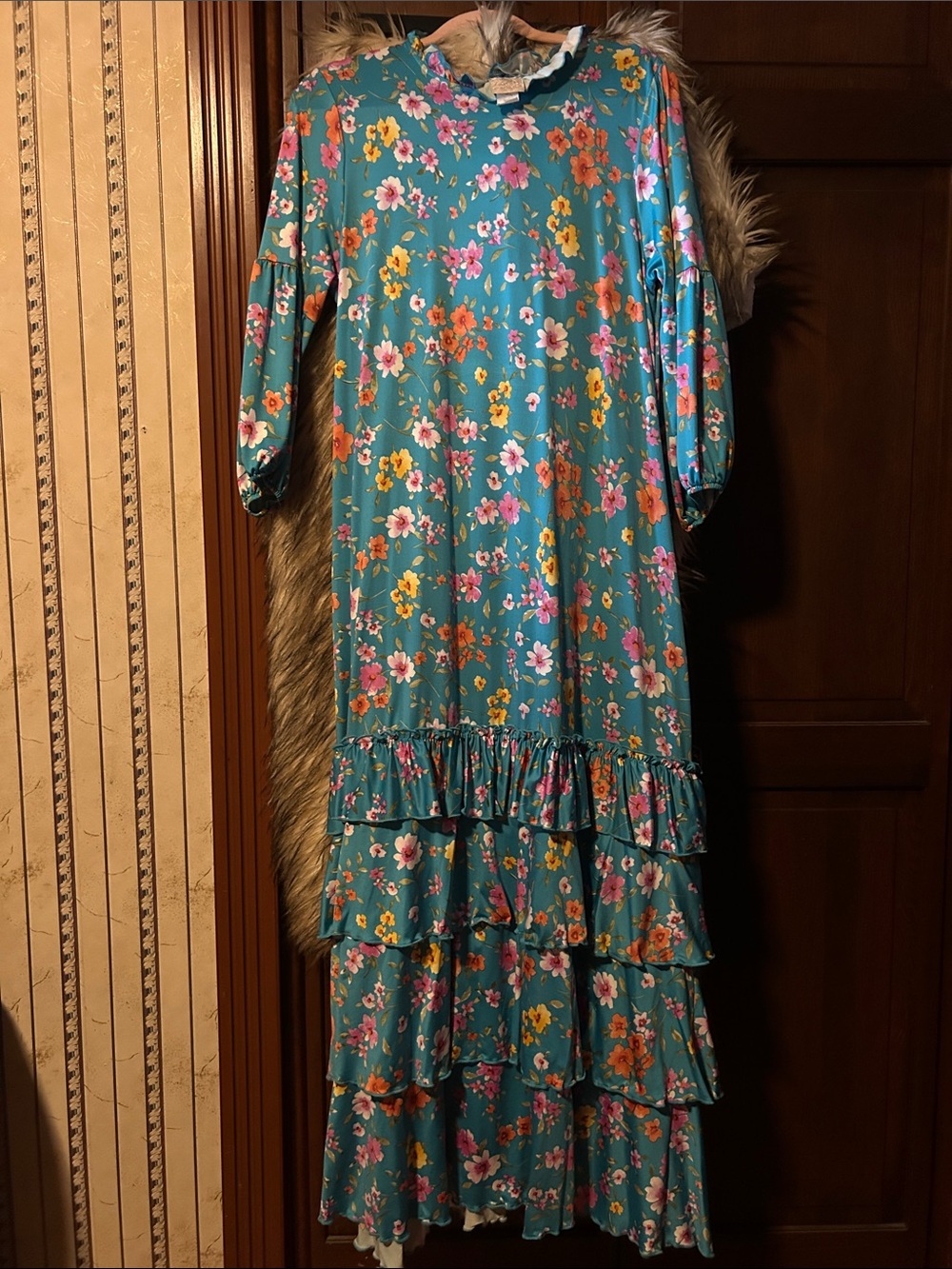 Zadie B’s Teal Floral Ruffle Maxi Dress
